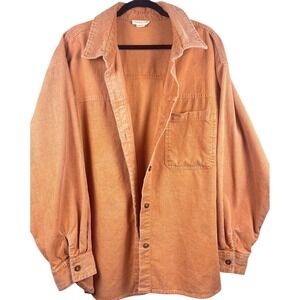 ChicSoul Womens 2X Burnt Orange Corduroy Button Up Shirt Jacket Shacket Plus